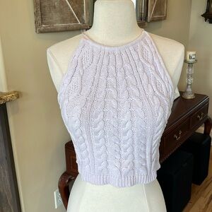Shoe Fly Lavender Cable Knit Sweater Tank Cropped